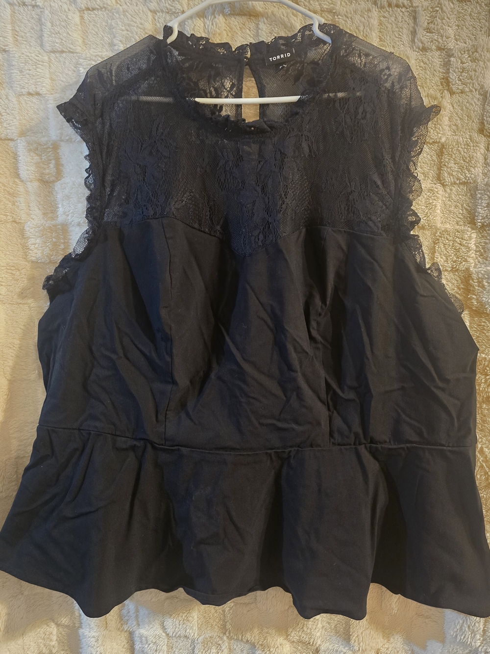 torrid Black Lace Yoke Peplum Blouse